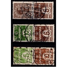 Automatmærker. Lodret sammenhængende. 3 forskellige. Stemplet. 